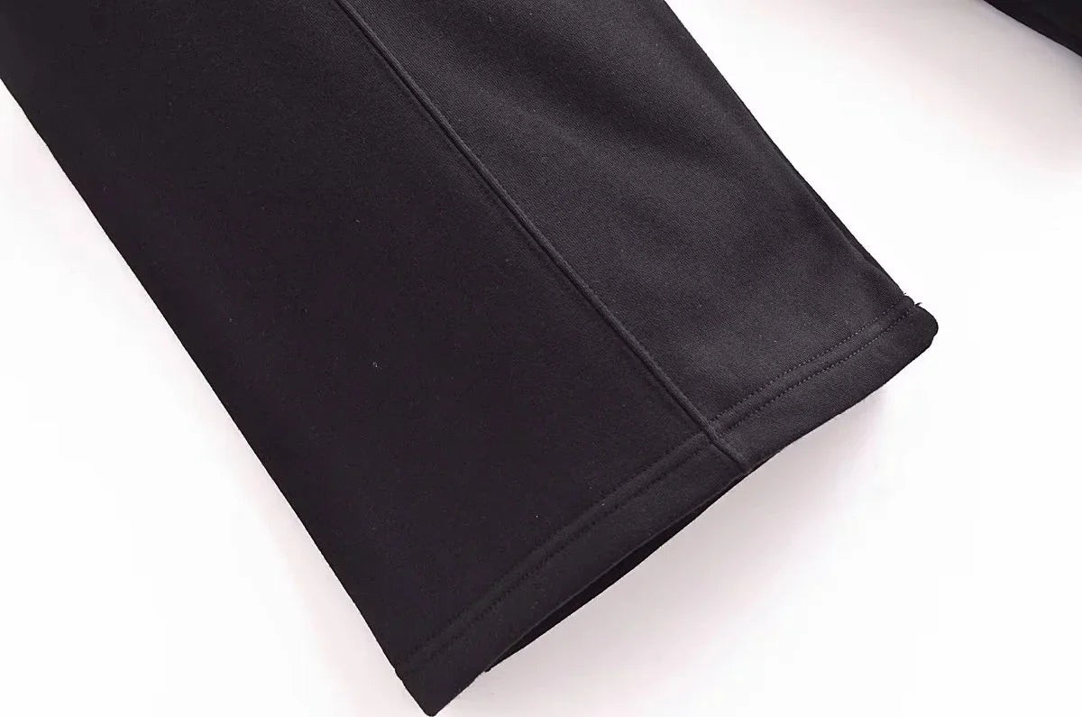 Autumn Women's Thick Hoodie Coat with Drawstring High Waist Loose Casual Pants Set Soft Fleece Lined Streetwear