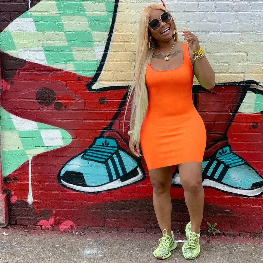 Women Solid Color Strap Casual Summer Sleeveless Dress