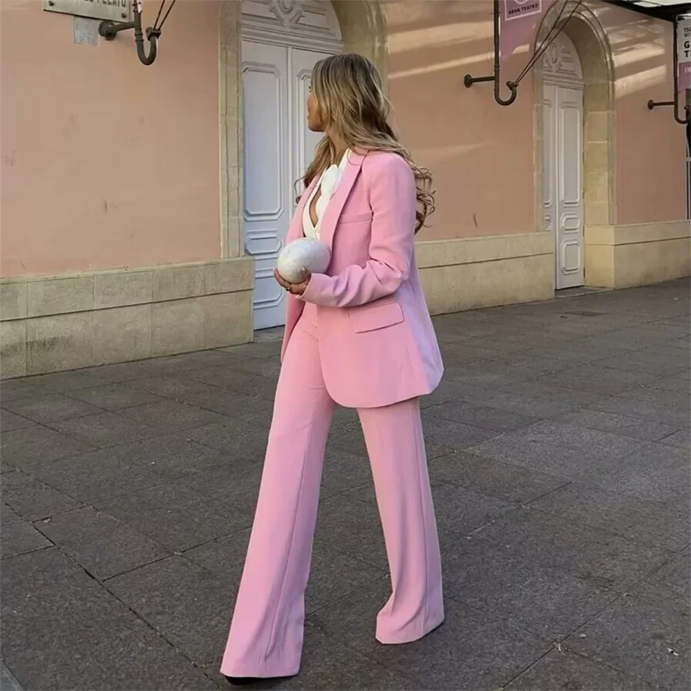 Autumn Women's Fashion Loose Dress and Collar Suit Jacket with Long Pants Two-Piece Set for Chic Style