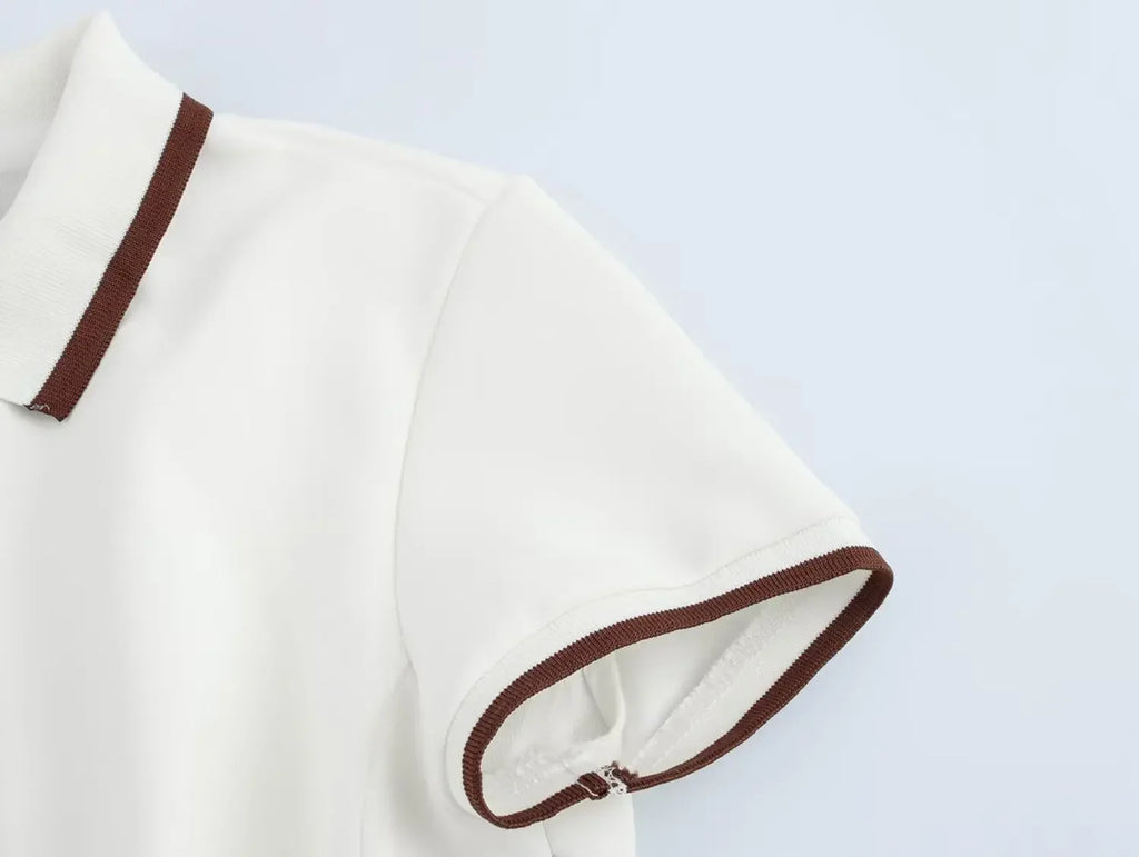 Patchwork Pleated Mini Dress With Short Sleeve Print