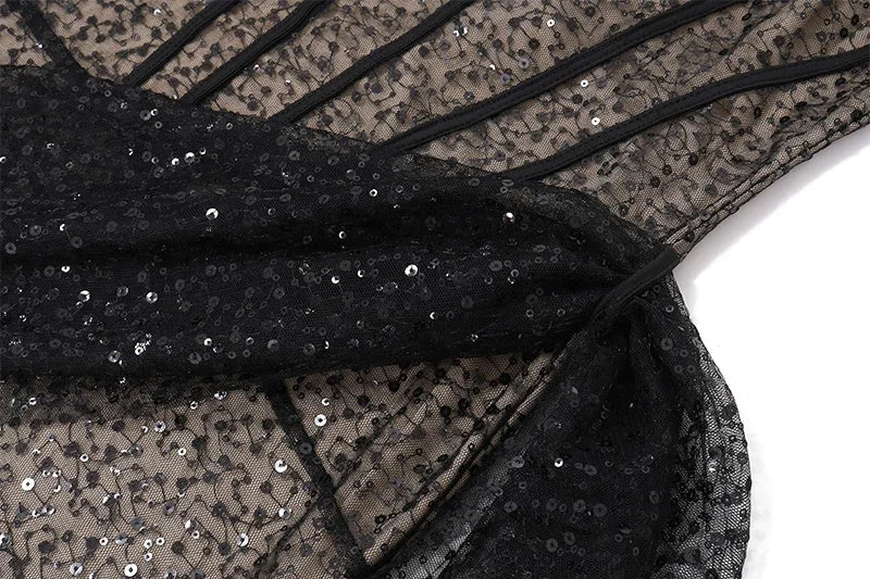 Sexy Strapless Sequin Bandage Bodycon Mini Dress Ruched