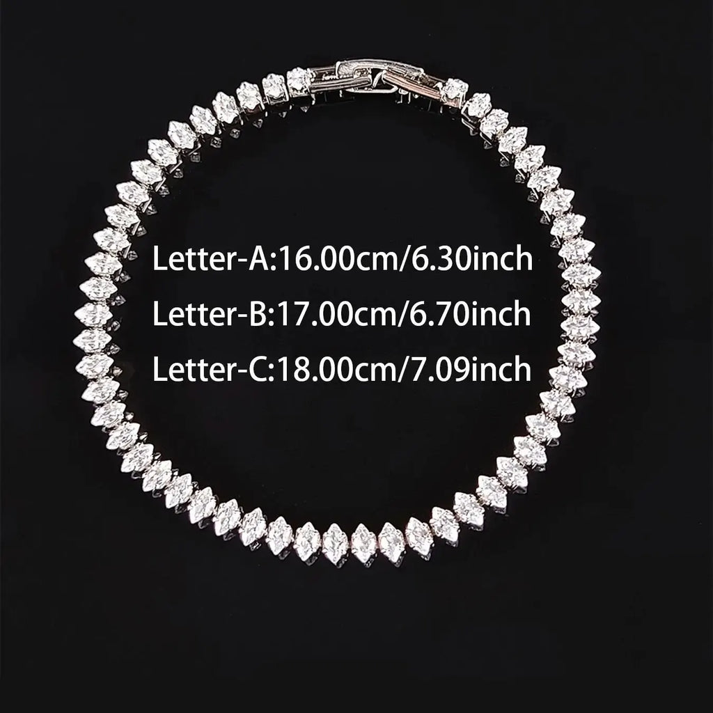 Luxury Silver Color Marquise Oval Square Cut Tennis Bracelet for Women Elegant Party Gift Jewelry