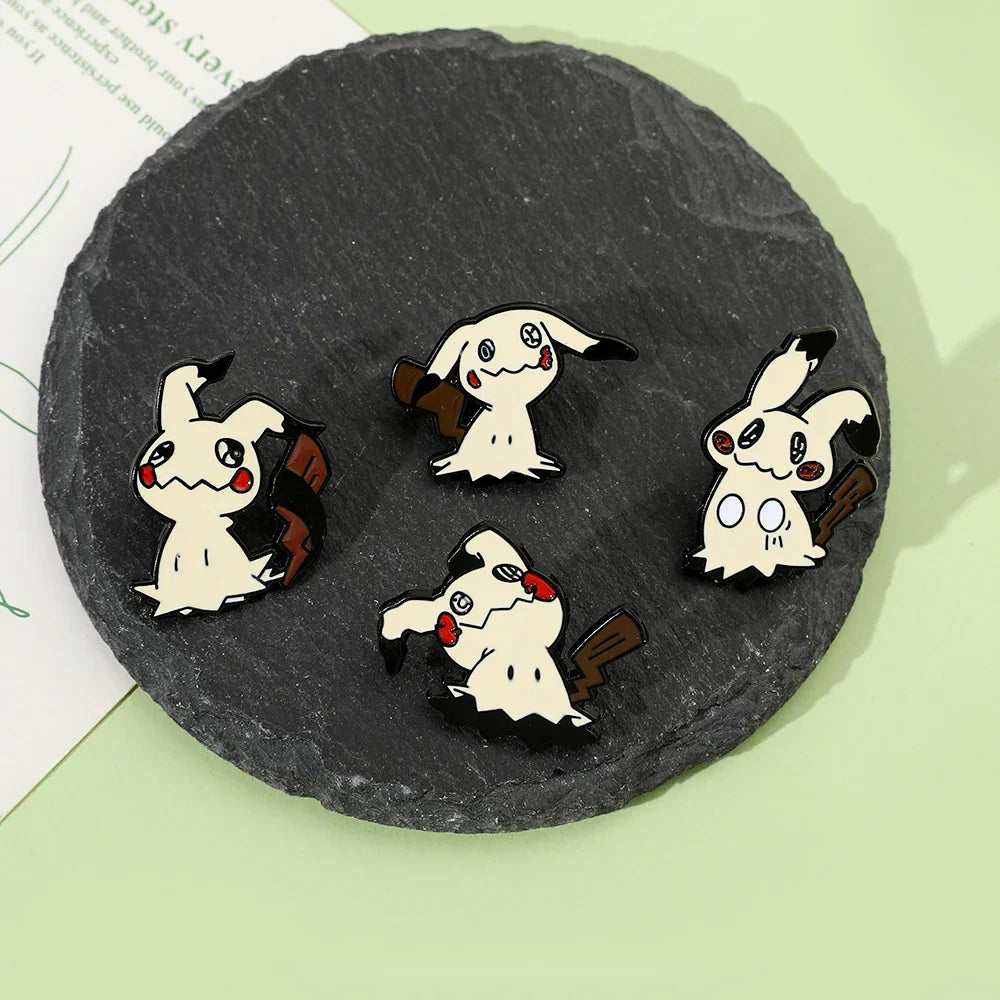 Cartoon Animal Enamel Pin Brooch Set 4 Pcs Fun Mimikyu Jewelry for Backpack Wallet and Clothes Accessories