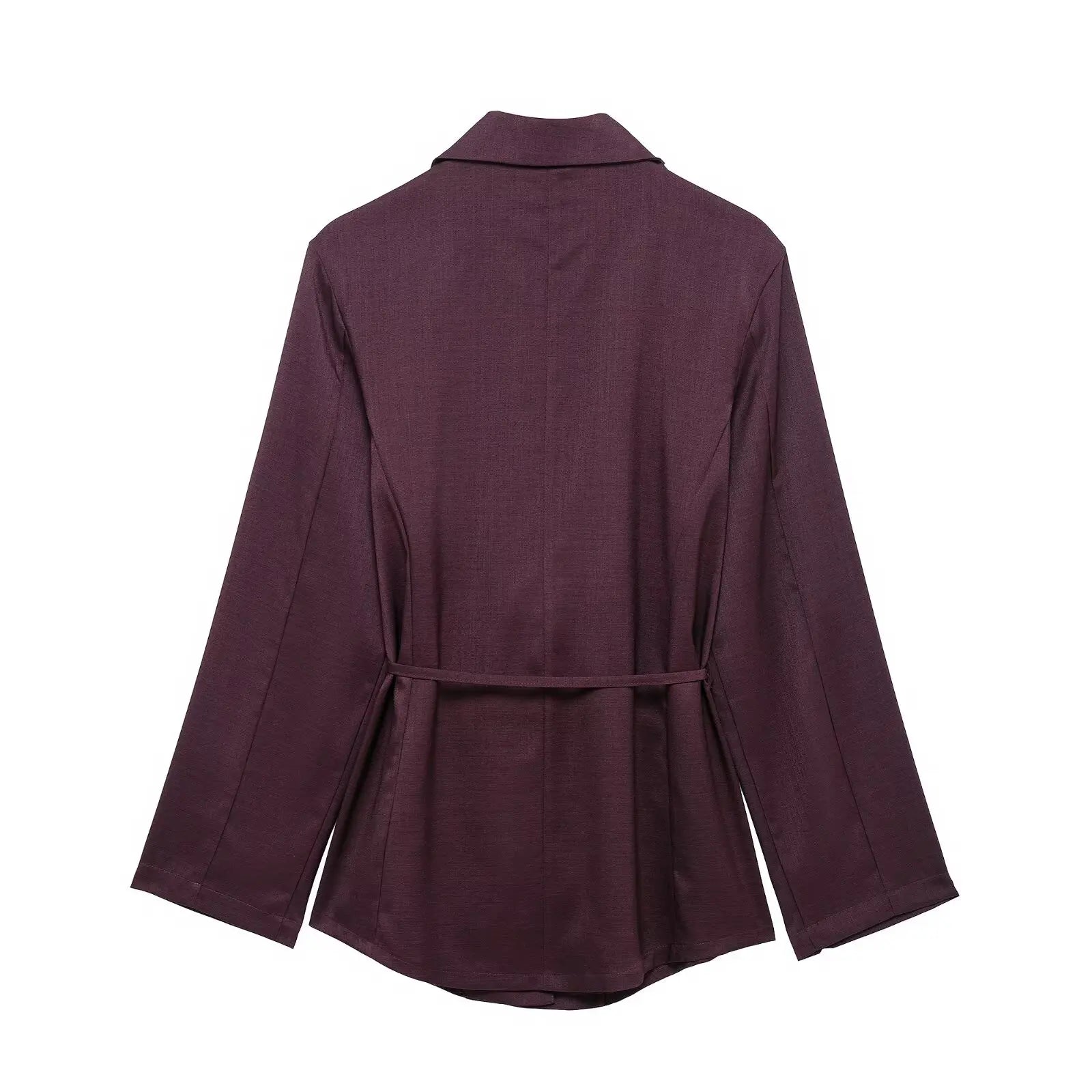 Women's Spring Two Piece Suit Set with Loose Fit Blazer and Wide Leg Pleated Trousers, Casual Chic Ensemble with Belt and Button Detail