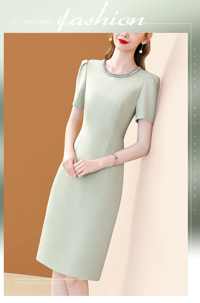 Elegant O Neck Embroidered A Line Dress For Women Casual