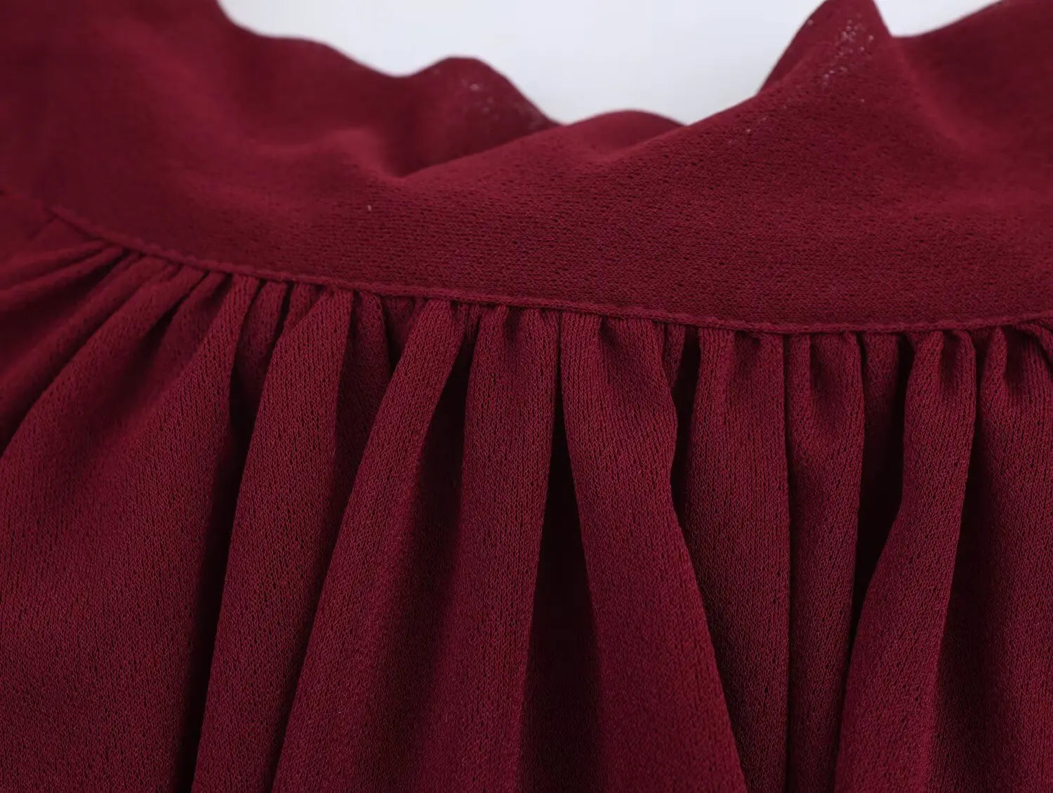 Elegant Women Blouse with Stand Up Collar Ruffle Edge Decoration and Folded Sleeve Detail Chic Shirt Top