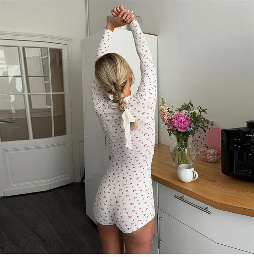 Womens Yoga Long Sleeve Floral Jumpsuit V Neck Button Slim Fit Stretch One Piece Playsuit Romper Sexy Fitness Activewear