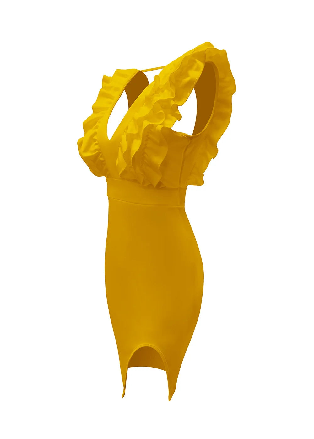 Solid Color Deep V Neck Pleated Mini Dress For Women