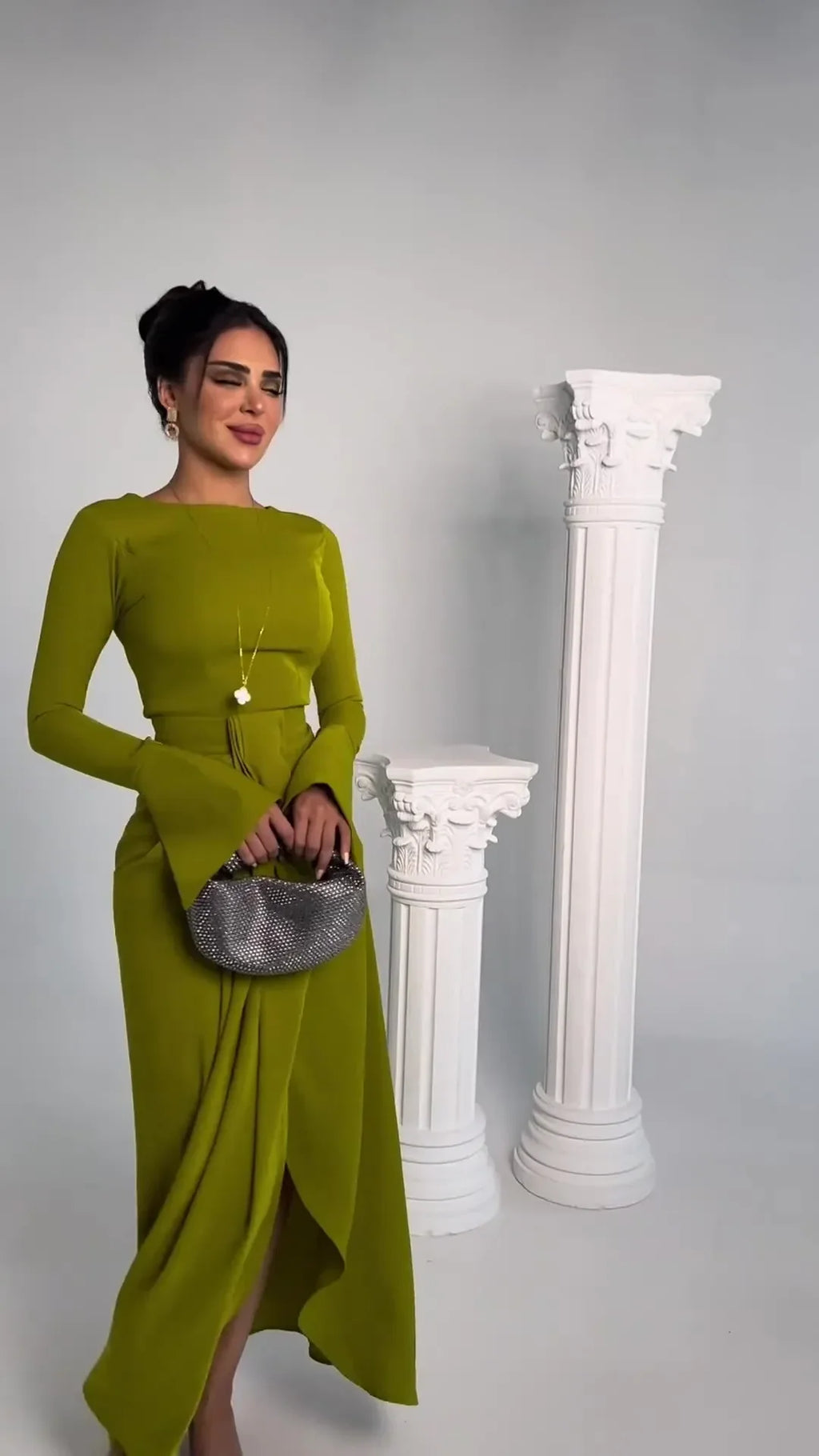 Satin A Line Prom Dress with Jewel Embellishments Gown