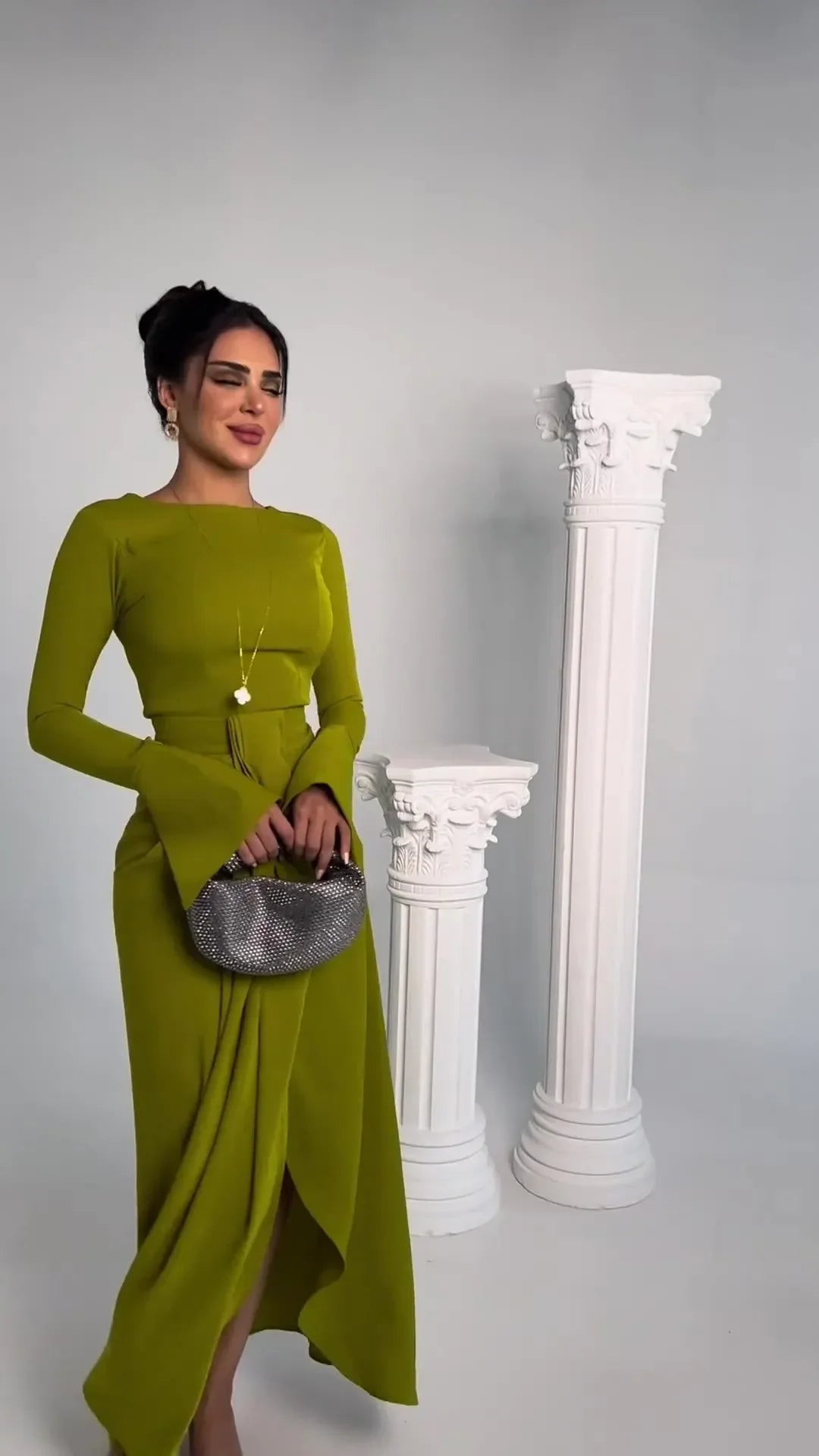 Satin A Line Prom Dress with Jewel Embellishments Gown