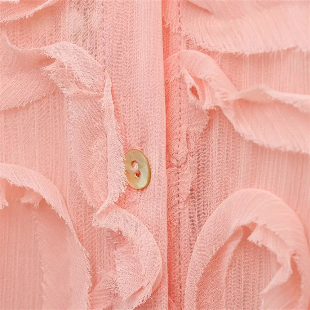 Women's Casual Simple Shirt with Raised Front Design for Stylish Spring Vibes and Effortless Elegance