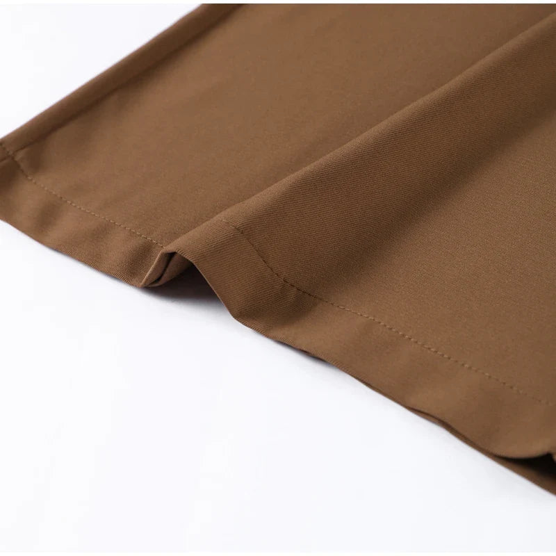 Casual Women Blazer Pants Suit with Slim Lapel Puff Sleeves and Wide Leg Trousers 2 Piece Outfit