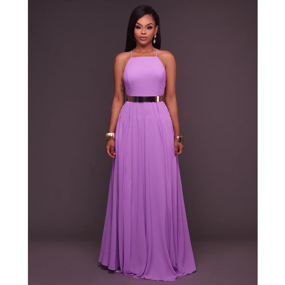 Boho Maxi Dress Sleeveless Summer O Neck Backless Sundress