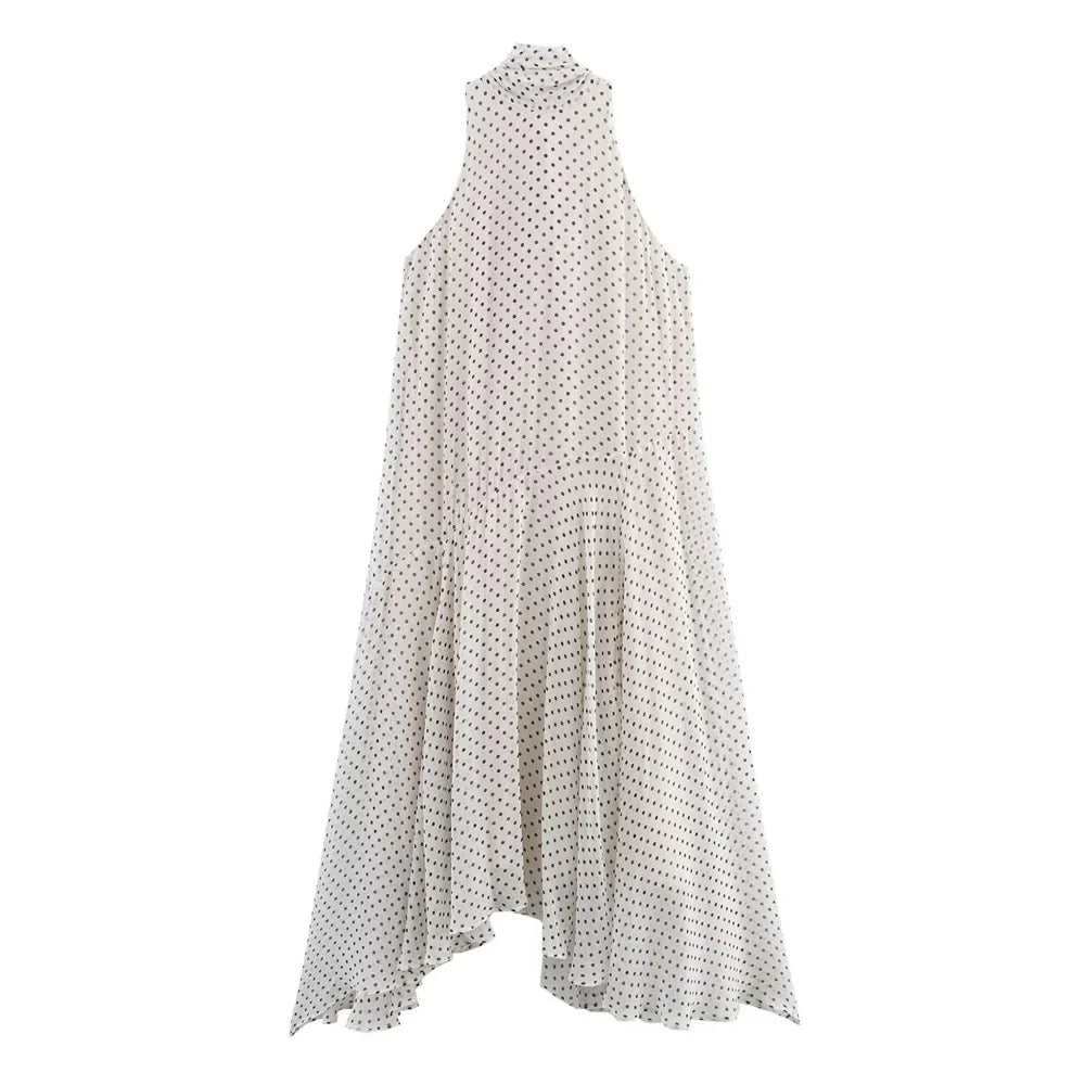 Polka Dot Halter Neck Dress For Women Summer Fashion