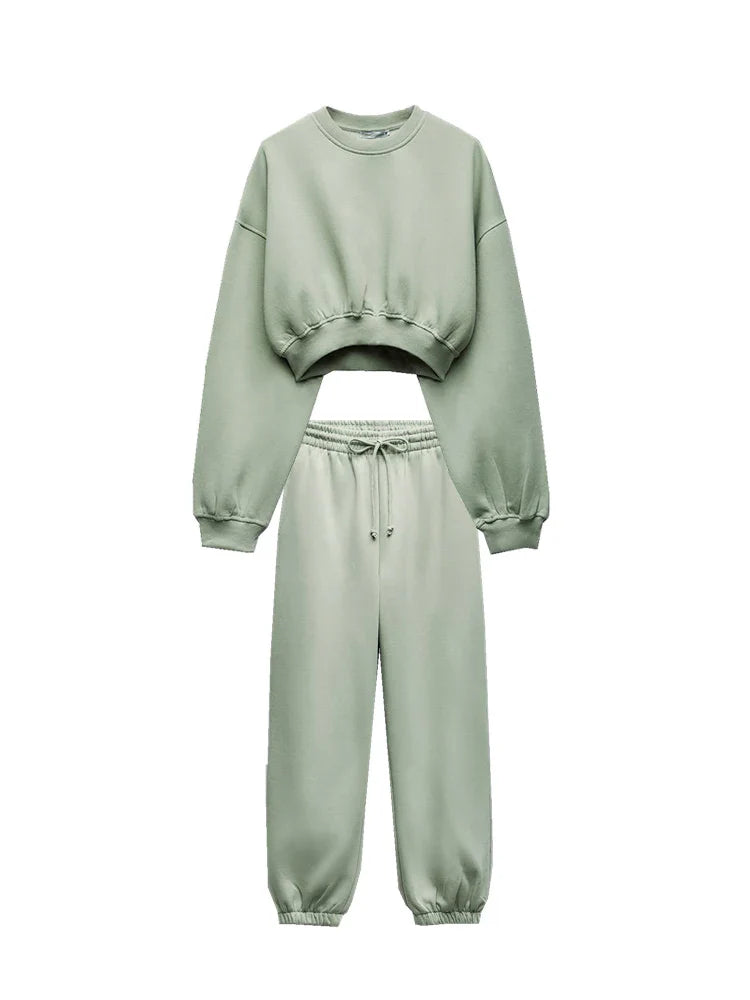 Women's Casual Sweater Pants Suit for Fall and Winter Elegant Sportswear Set