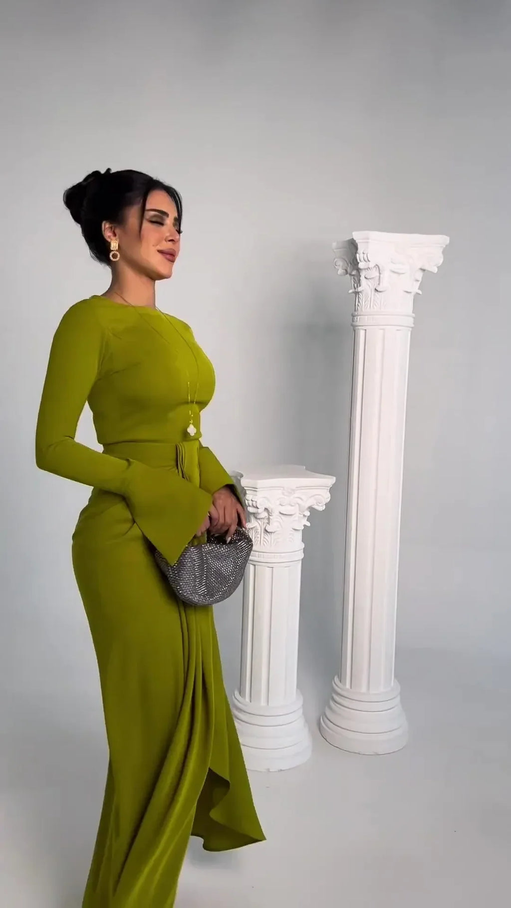 Satin A Line Prom Dress with Jewel Embellishments Gown