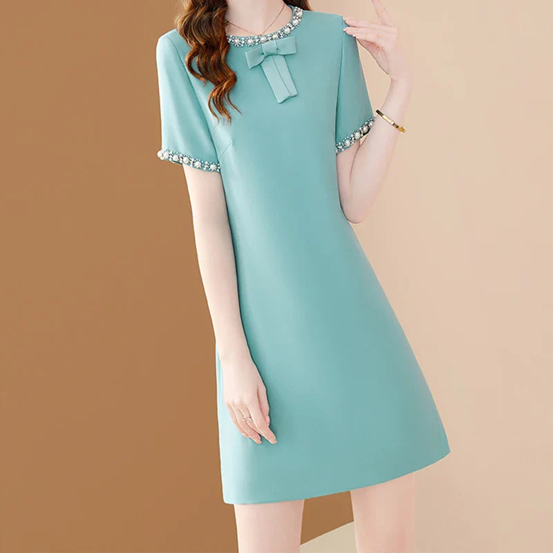 Embroidered Flare Dress For Women Office A Line Style