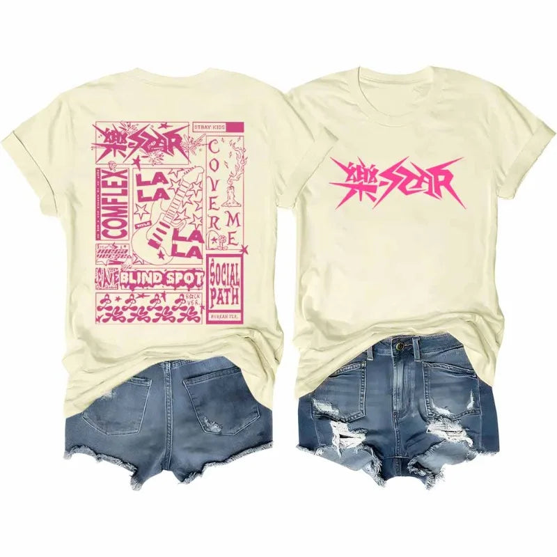 Stray Kids Kpop T-Shirt Rock Star Short Sleeve Cotton Tee with Streetwear Design