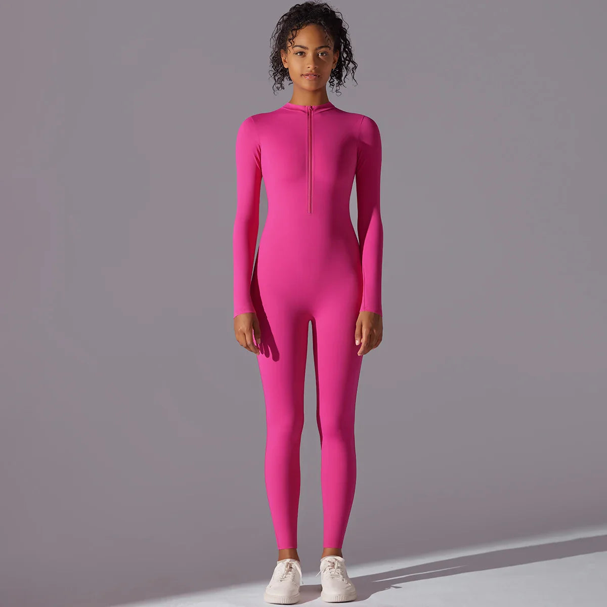 Women Nude Zipper Yoga Jumpsuit Long Sleeve One Piece Leotard High Intensity Workout Fitness Dance Gym Aerial Activewear
