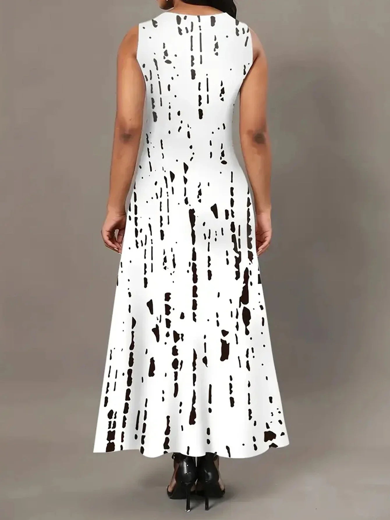 Vintage Floral Print Sleeveless Maxi Dress With Pocket