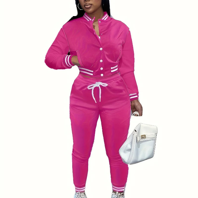 Women's Pure Color Baseball Jacket Lightweight Sports Suit for Spring and Autumn