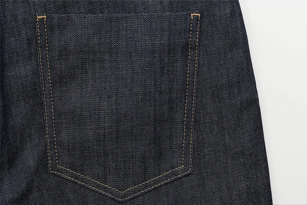 Women's Denim Jacket and Pants Set with Long Sleeve Blazer, Strapless Vest, and Straight Leg Jeans Fashion Outfit