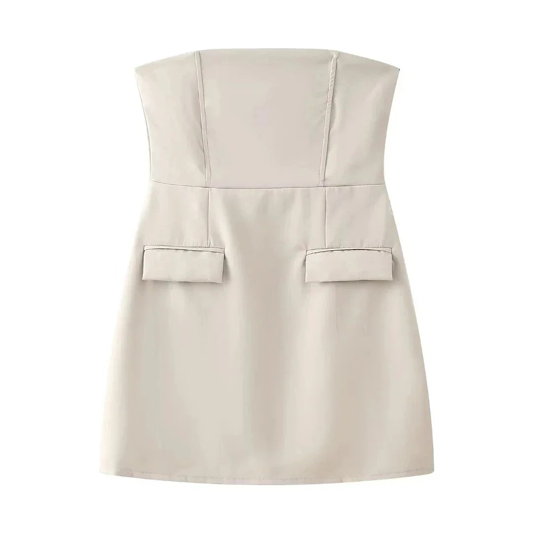 Sexy Strapless Mini Skirt For Women Solid Color Summer