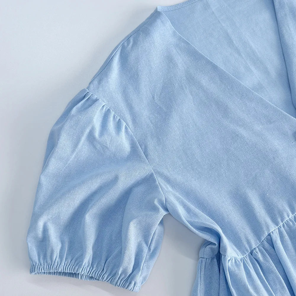 Elegant 2 Piece Set Women Casual V Neck Short Sleeve Button Vest Top and Wide Leg Pants Suit