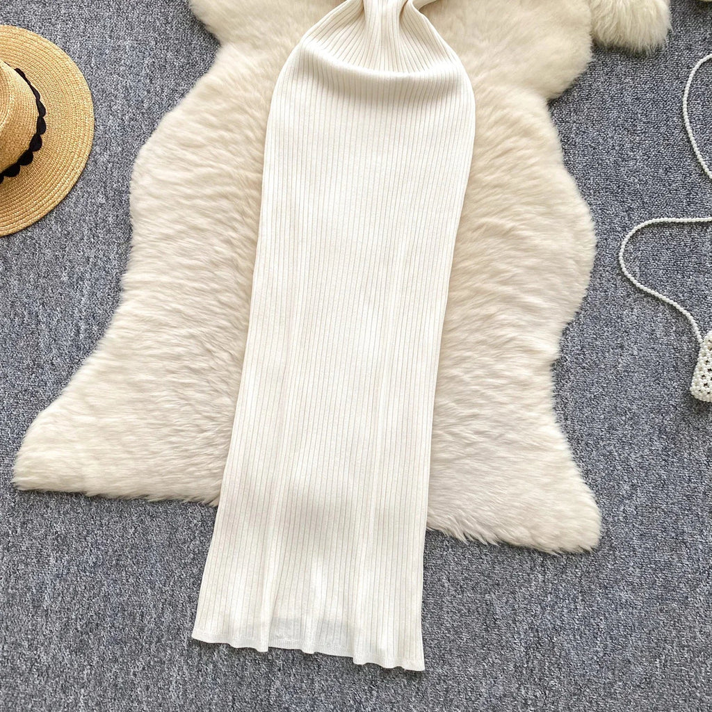 Knit Maxi Dress Women Sleeveless O Neck Bodycon Solid