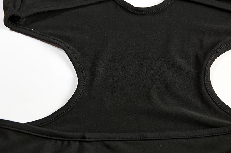 Spring Summer Hollow Neck Bodycon Dress Solid Color