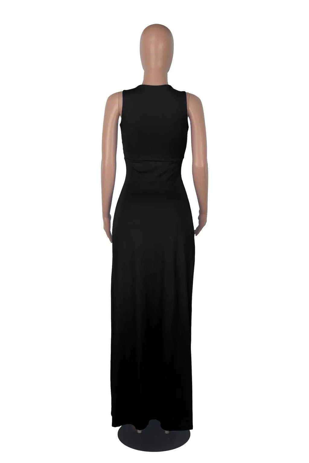 Backless V Neck Sleeveless Maxi Dress With Slit For Party