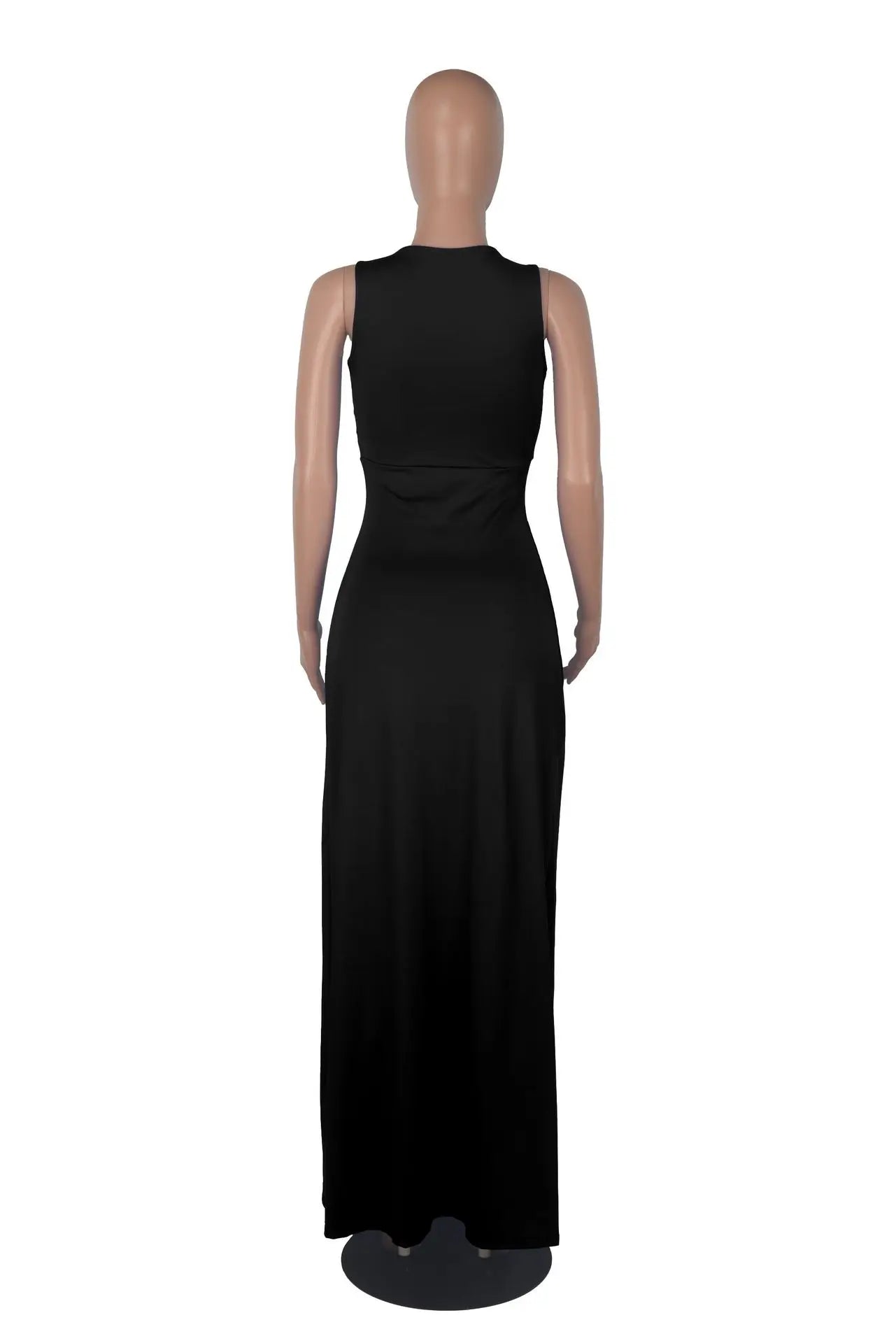 Backless V Neck Sleeveless Maxi Dress With Slit For Party
