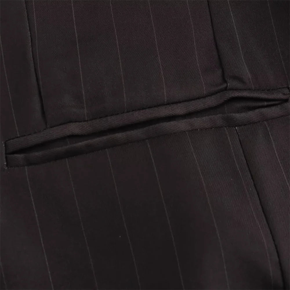 Autumn Women's Fashion Striped Loose Suit Coat with Buckle Decoration and High Waist Striped Pants Set