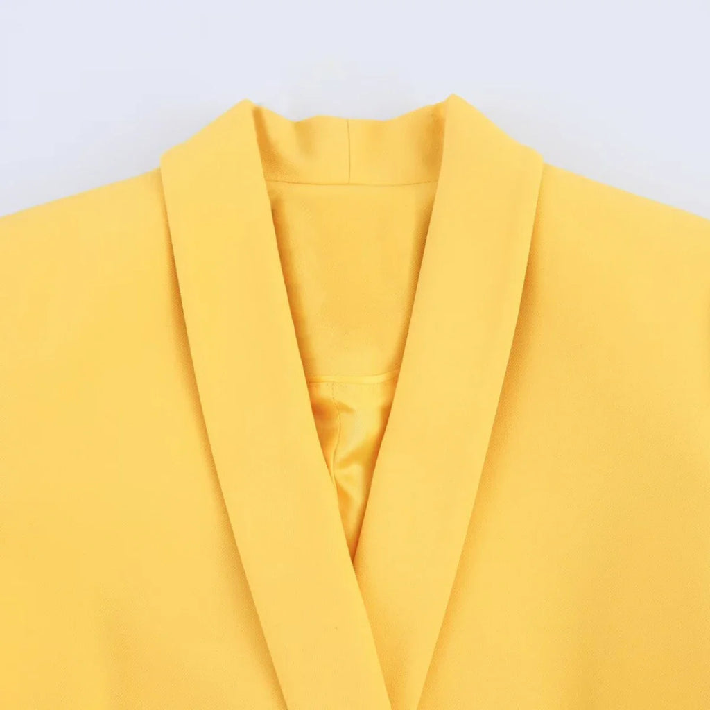 Women's Casual Chic Suit with Lapel Jacket and High Waist Flared Pants for Spring and Summer