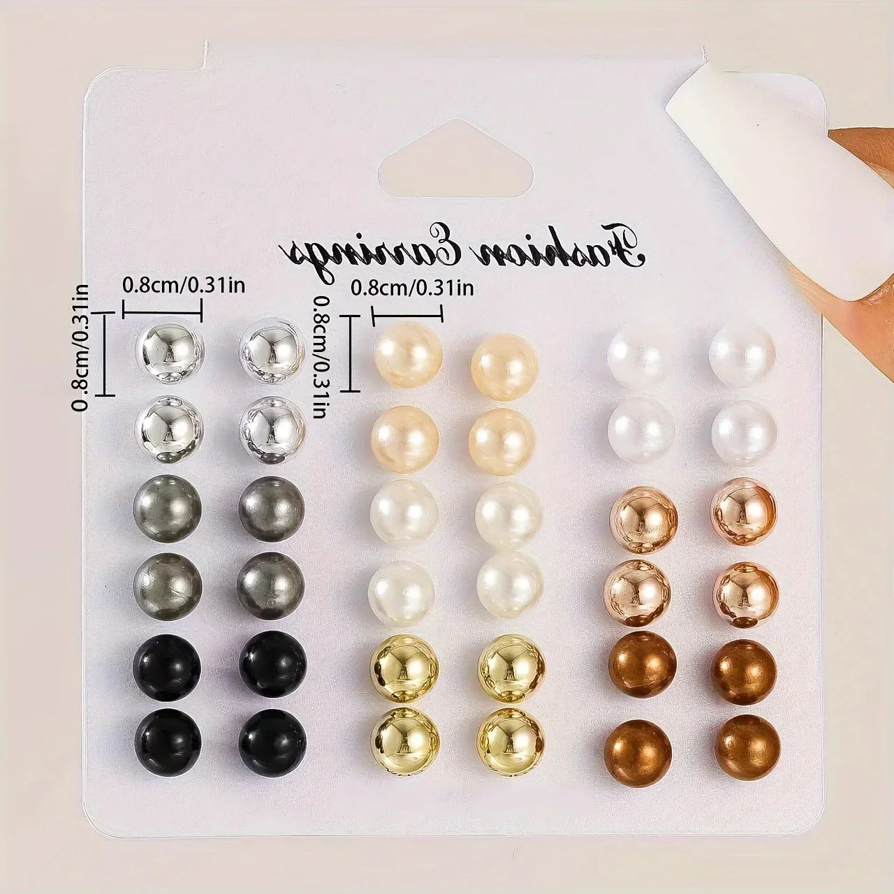 18 Pairs Elegant Multi Color Imitation Pearl Stud Earrings Set for Women Trendy Party and Wedding Jewelry