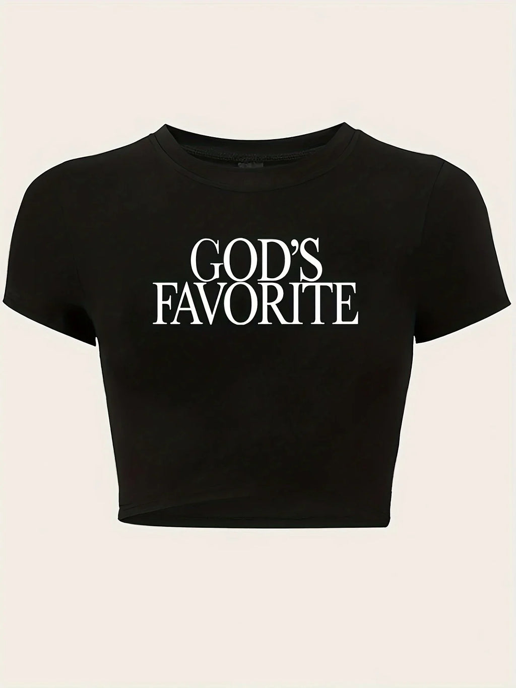 GOD FAVORITE Print Y2K Crop Top T-Shirt for Women Short Sleeve Crew Neck Fashion Tee