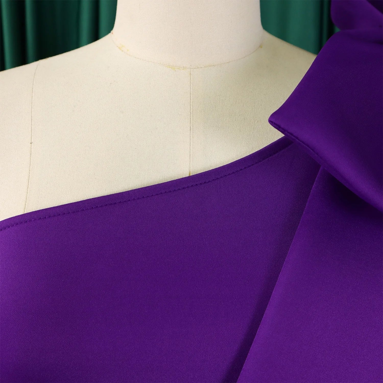 One Shoulder Bow Dress A Line Pleated Mid Calf Party Dress