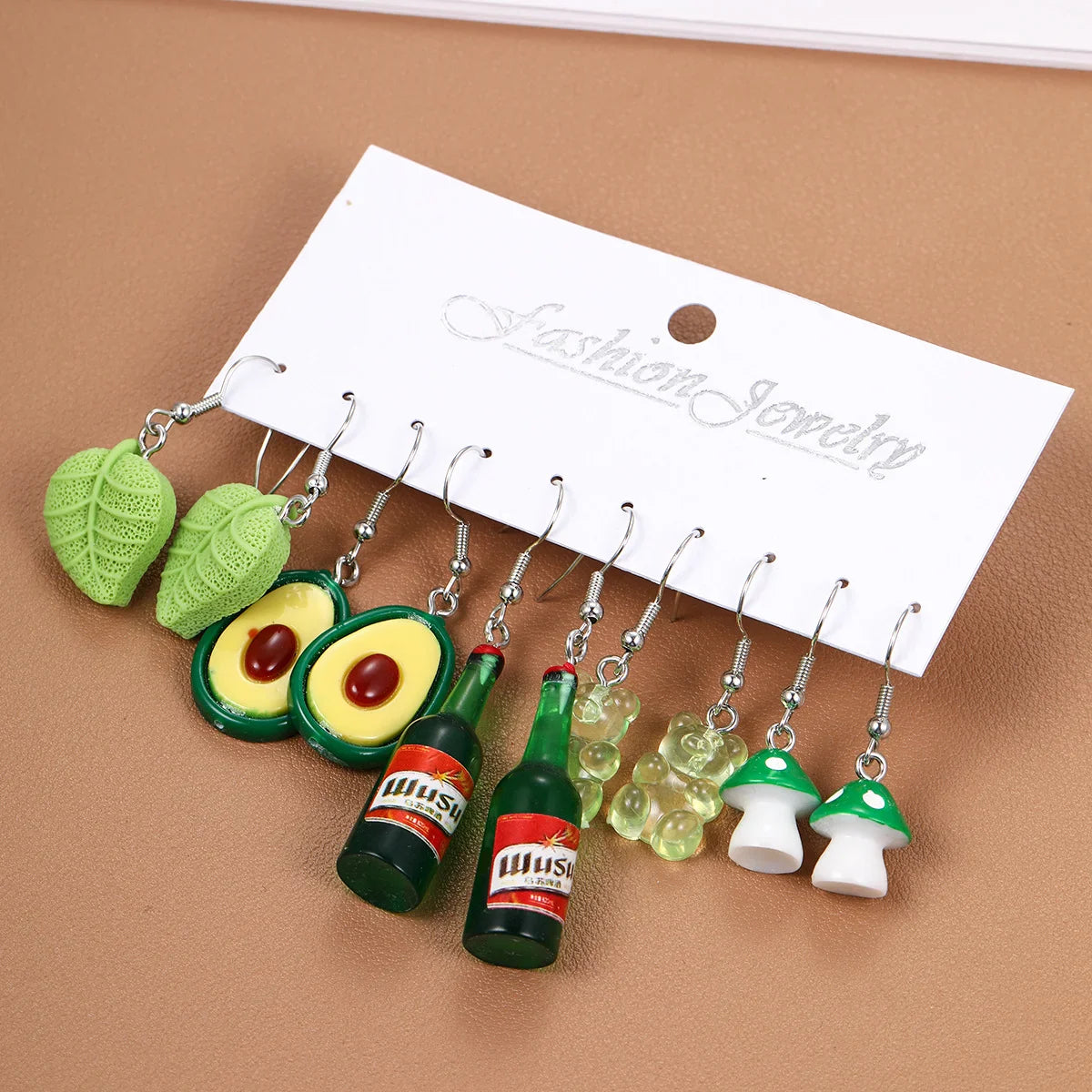 Cute Cartoon Food Fruit Drink Earrings Set for Women Fun Resin Jewelry Gift