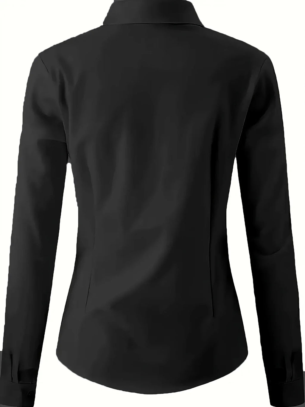 Solid Button Front Shirt Elegant Long Sleeve Lapel Blouse Lightweight Basic Top for Spring and Fall Women's Fashion Office Casual Wear