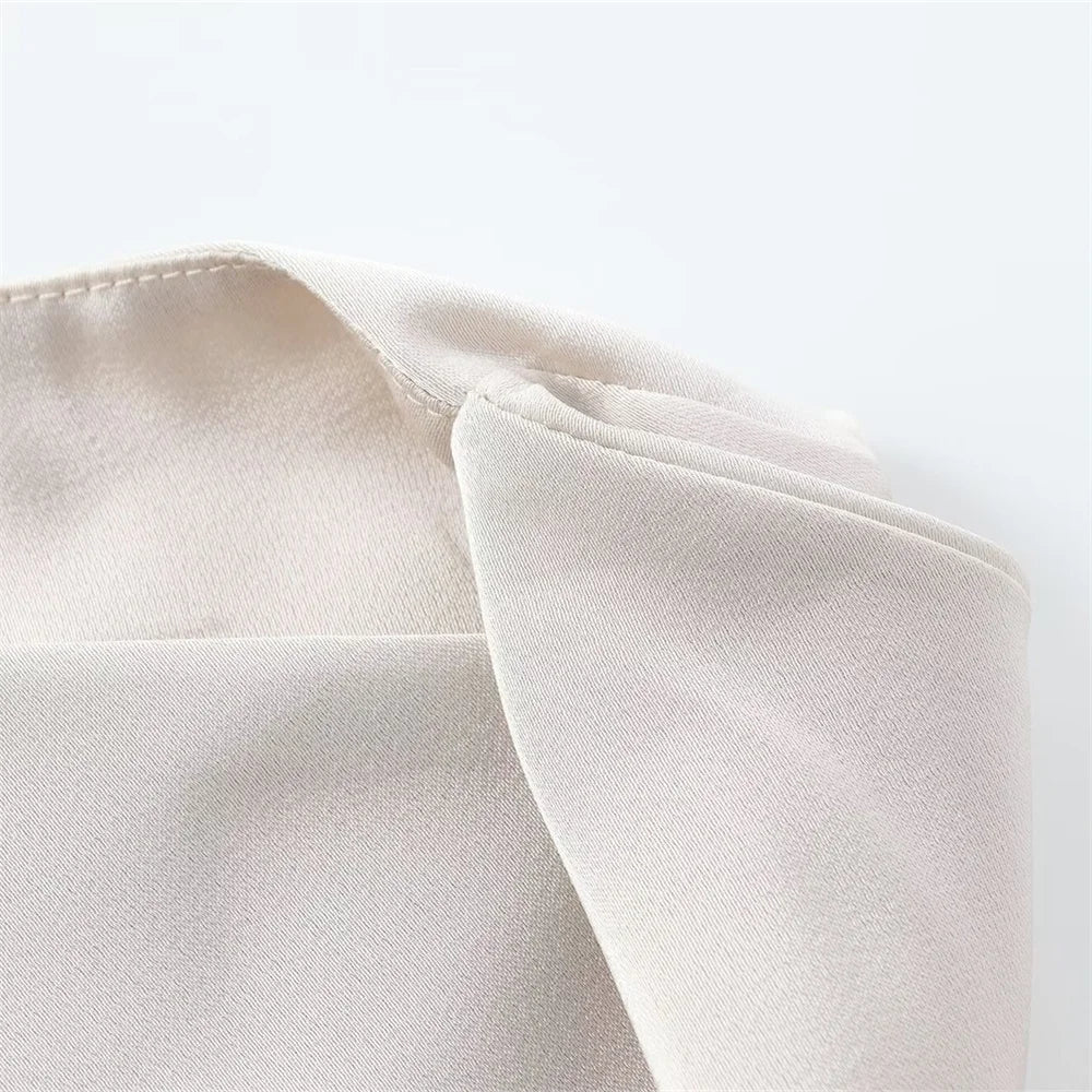 Silk Sleeveless Midi Dress Slim Fit For Office Wear