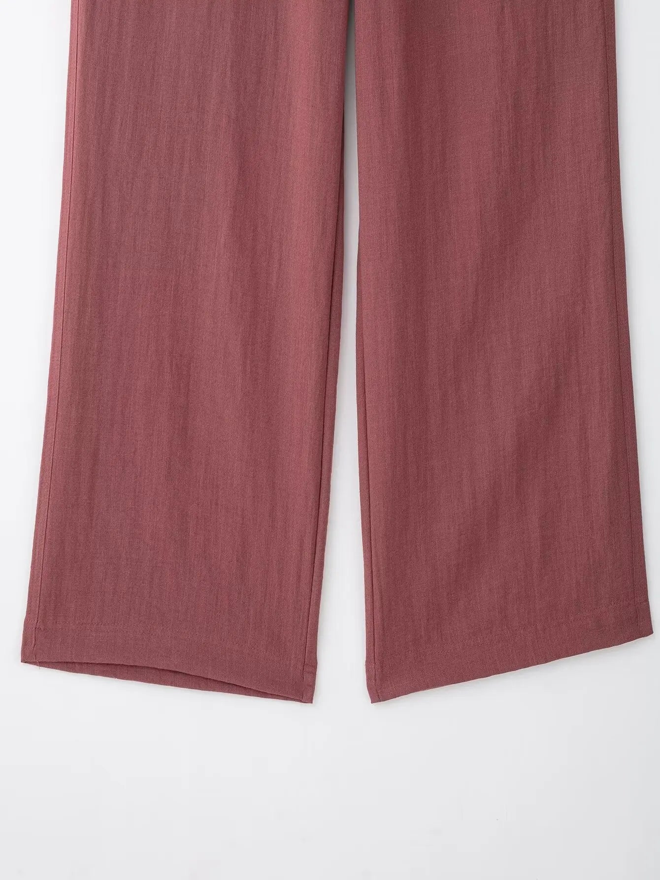 Women's V-Neck Long-Sleeve Side Tie Kimono Top and Elastic Waist Trousers Casual Chic Suit