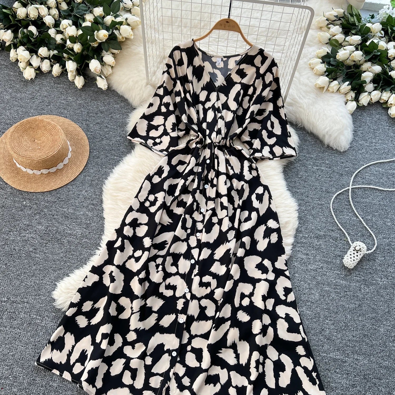 Ruched V Neck Office Dress Long Sleeve For Women Red