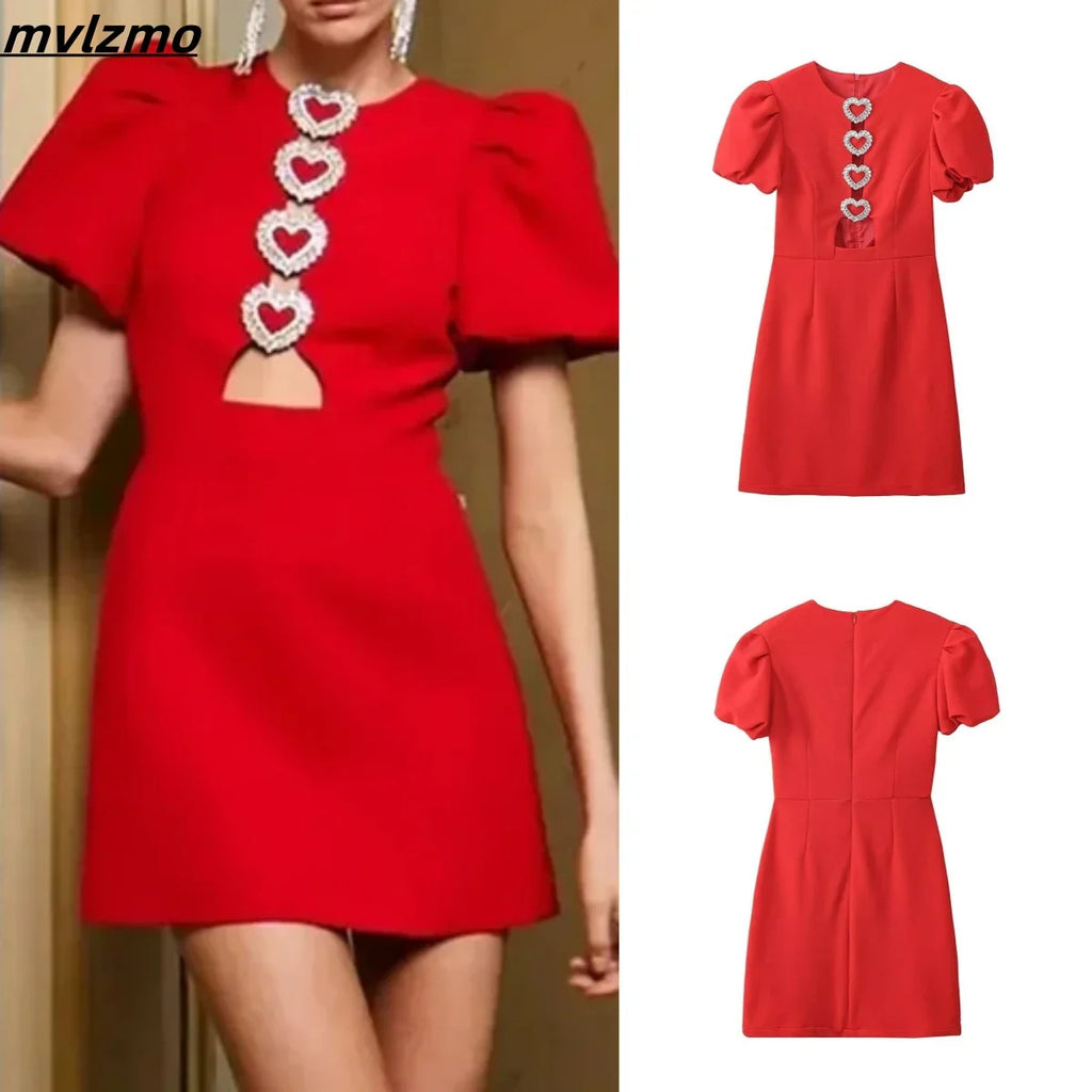 Elegant Red Bowknot A Line Mini Dress For Party Evening