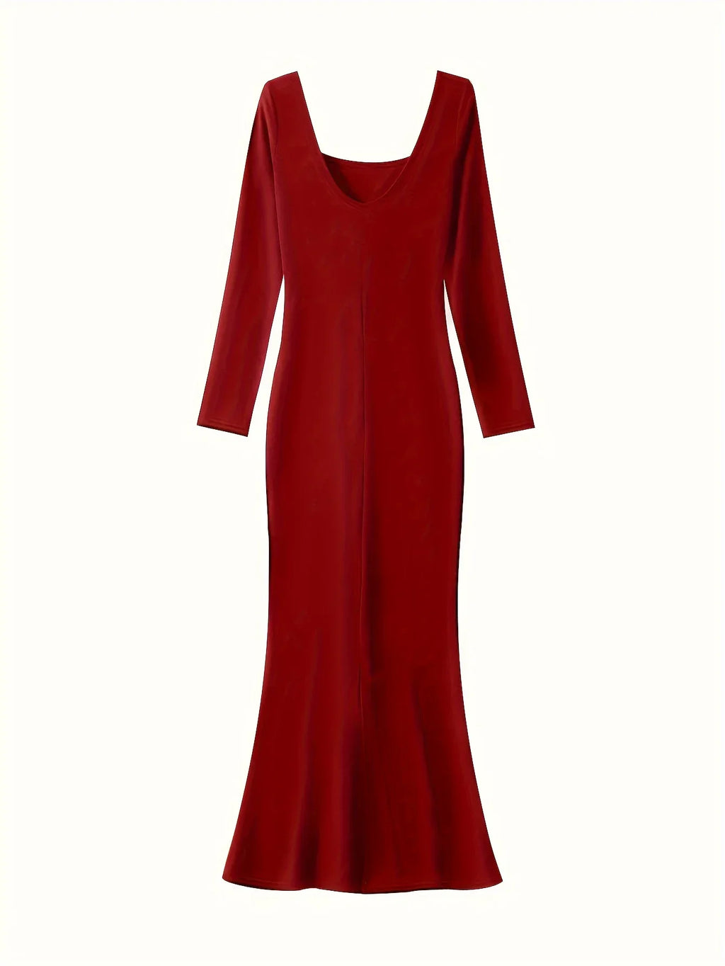 Ribbed Knit Long Sleeve Maxi Dress Slim Fit Bodycon