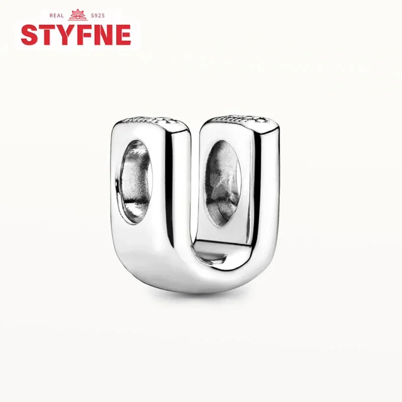 Silver 925 Alphabet Charm Beads A-Z for DIY Jewelry and Bracelet Making Gifts for Women