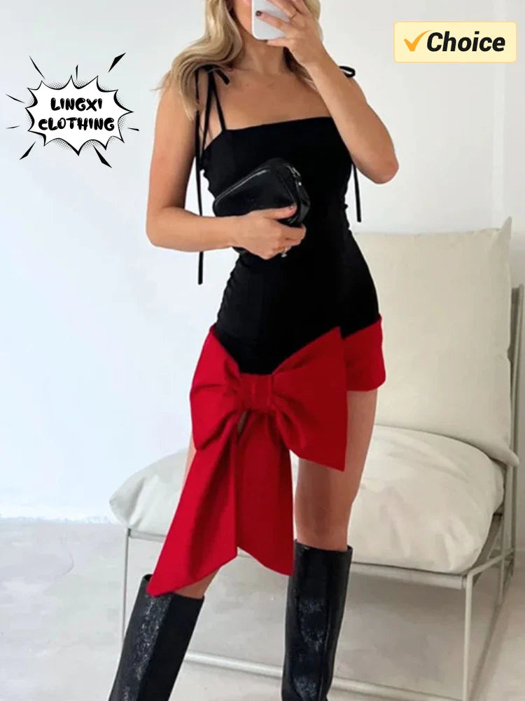 Valentines Day Bow Dress Slim Fit Party Dress For Women