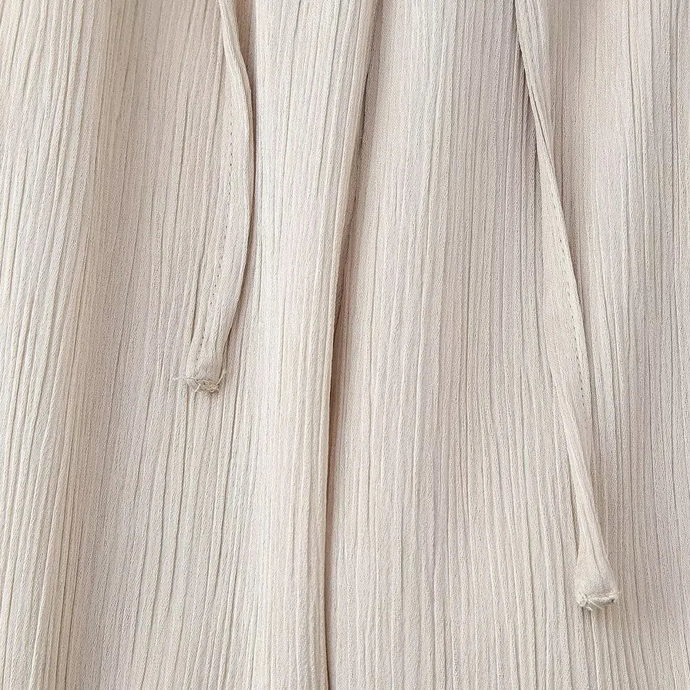 Women's Double Breasted Suit Jacket and Pants Set with Wrinkle Effect for Spring and Summer Fashion