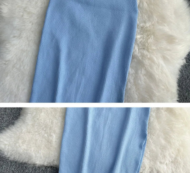 Knot Hollow Out Waist Knitted Bodycon Maxi Dress For Women