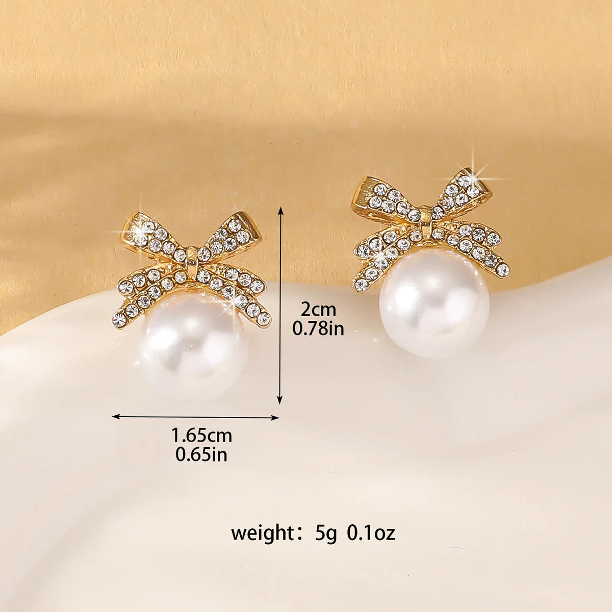Women's Bowknot Diamond Pearl Earrings in Silver, Unique High-End Fashion Jewelry