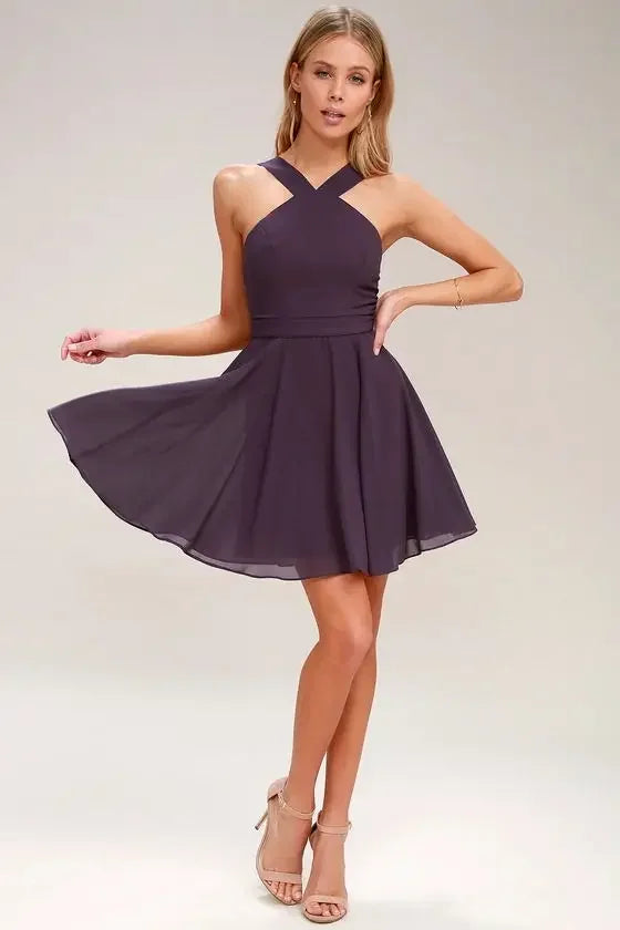 Sexy Backless Halter Mini Dress For Club Party Women